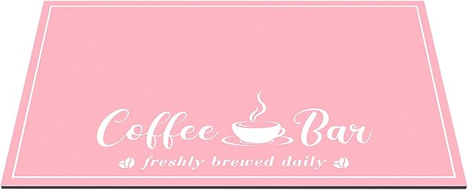 CooRug Absorbent Coffee Mat, Fashion Dish Drying Mat for Kitchen Counter Coffee Bar Accessories Espresso Machine Dish Rack 16" x 24" Pink - Image 9