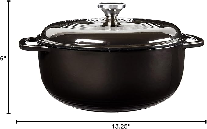 Lodge Essential Enamel Cast Iron Dutch Oven - Perfect for Bread Baking, Braising, Marinating & Slow Cooking - Features Moisture-Sealing Lid & Dual Handles - Kitchen Essentials - 6 Quarts - Midnight Chrome - Image 9