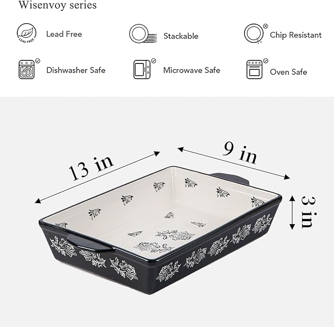Wisenvoy Casserole Dish Baking Dish Ceramic Lasagna Pan Bakeware Sets Baking Dishes 13x9 Baking Dish - Image 5