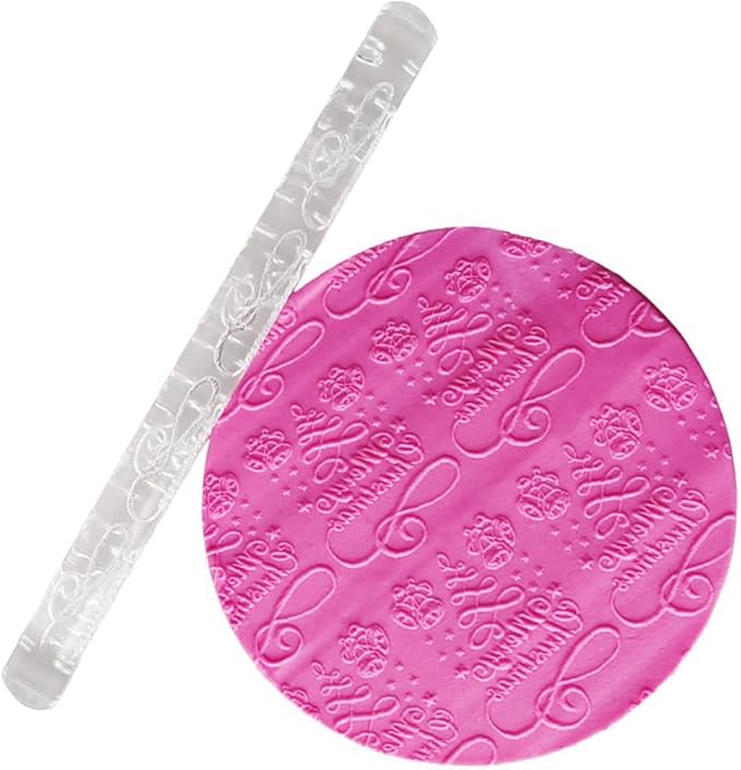 Rengue Acrylic Rolling Pin with 28 Patterns, Compliant Material, Comfortable Grip, 16 X 1 Cm, Lightweight for Dough and Pastry Acrylic Rolling Pin with 28 Patterns, Nan Kitchen (#10)