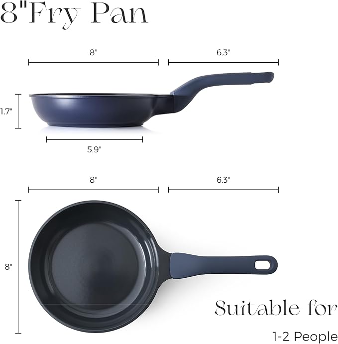 PRICUSIS Nonstick Frying Pan, 8/10/12 Inch Skillet with Stay Cool Handle, Fully Coated, Induction Compatible & Oven Safe, 100% Dishwasher Safe, PTFE PFAS & PFOA Free(8 Inch, Blueberry Mist)