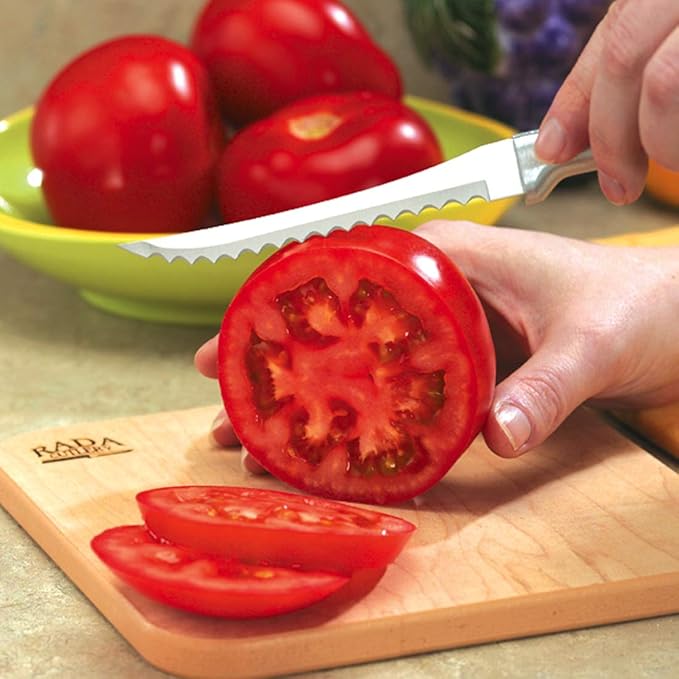 Rada Cutlery Tomato Slicer Knife (R126), 5" Stainless Steel Serrated Blade, Silver Handle, Pack of 6