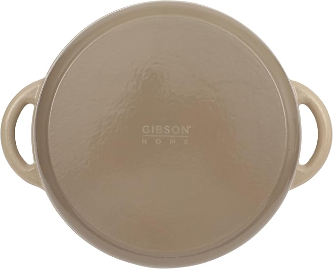 Gibson Home Addlestone 7 Qt Enameled Cast Iron Dutch Oven Pot with Lid – Round, Oven Safe to 500°F, Ideal for Bread Baking & Stews - Gradient Taupe - Image 7