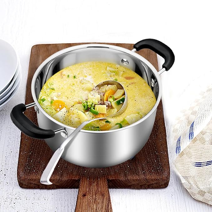 TeamFar 3 Quart Stock Pot, Stainless Steel Stock Pasta Soup Pot with Lid, Tempered Glass Lid & Double Heat-Proof Handles, Non-Toxic & Healthy, Heavy Duty & Dishwasher Safe - Image 7