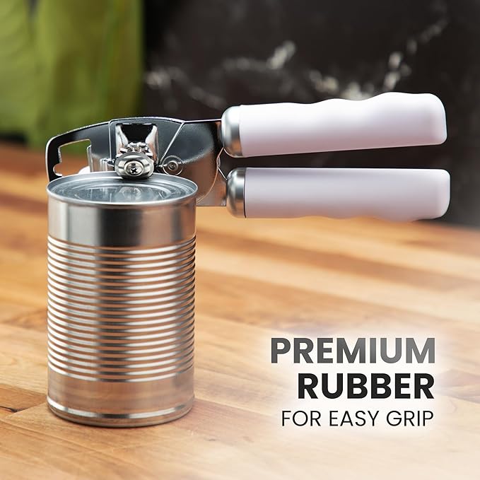Zulay Kitchen Heavy Duty Stainless Steel Can Opener Manual with Bottle Opener - Rust Proof Manual Can Opener With Turn Knob & Comfy Soft Grip Handles - Light Lilac - Image 8