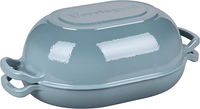 VORRINGARD Enameled Cast Iron Sourdough Bread Oven, Dutch Oven, Loaf Cast Iron Bread Pan for Homemade Bread Baking, Meatloaf Pan with Lid, 7QT, Sea Salt - Image 8