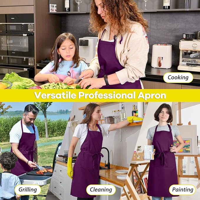 ROTANET Extra Large Apron for Men Adjustable Bib Aprons with 2 Pockets Cooking Kitchen Women Chef Water & Oil Resistant - Image 6