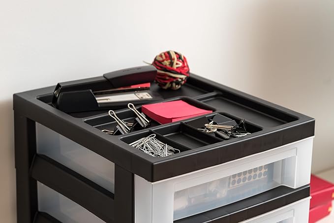 IRIS USA Plastic Drawer Storage Organizer Rolling Cart, with Wheels Casters, 10-Drawers, for Classroom Art Craft Supplies Dresser Closet Bathroom Laundry Room, Black/Pearl - Image 9