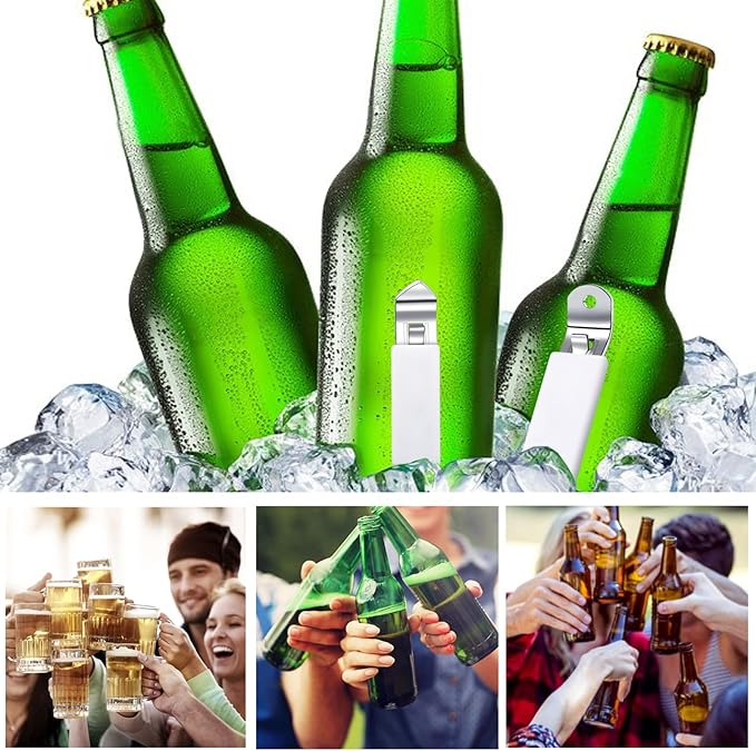 3 Pieces Magnetic Bottle Openers Can Opener Classic Beer Opener Stainless Steel Small Bottle Opener Can Tapper with Magnet for Camping and Traveling HANCELANT (White) - Image 6