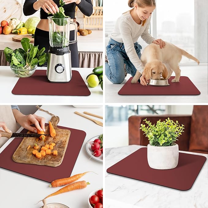 WISELIFE Dish Drying Mat Super Absorbent Drying Mat Large Dish Drying Mats for Kitchen Counter Easy Clean Dish Mat Kitchen Drying Mat15"x 18" Classic Red - Image 7