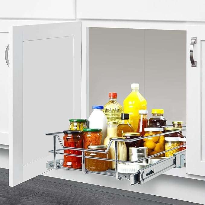 Pull Out Cabinet Organizer 20" W X 22" D, Slide Out Drawers For Kitchen Organizers and Storage, Pull Out Drawers For Cabinets Capacity Heavy Duty Caddy, Cabinet Shelves Chrome-Plated, Bathroom Pantry - Image 9