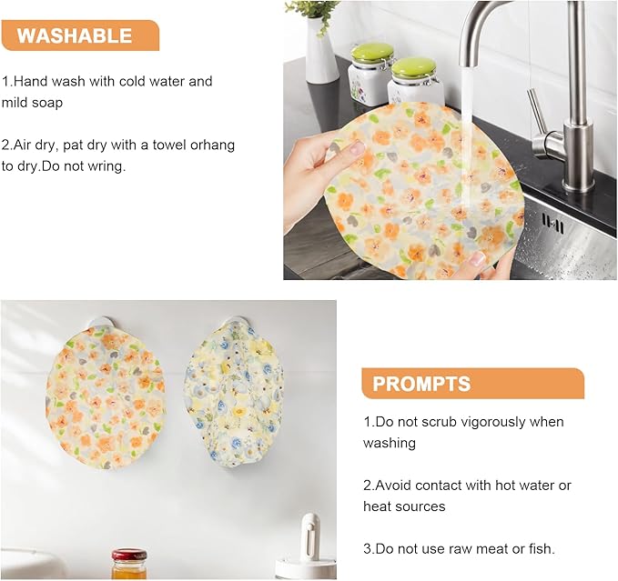 Reusable Bowl Covers for Bread Proofing(2 Large)- Cotton Beeswax Bowl Covers Reusable with Elastic Rim, Sourdough Bowl Cover for Food Storage and Food Preservation (10INCH)
