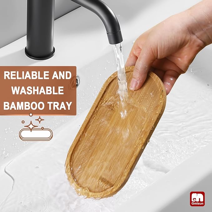 GMISUN Amber Glass Soap Dispenser, 2 Pack Bathroom Hand Soap Dispensers with Bamboo Tray, 17 Fl Oz Kitchen Hand and Dish Soap Dispenser Set, Modern Vintage Liquid Brown Soap Dispensers Bottle - Image 8