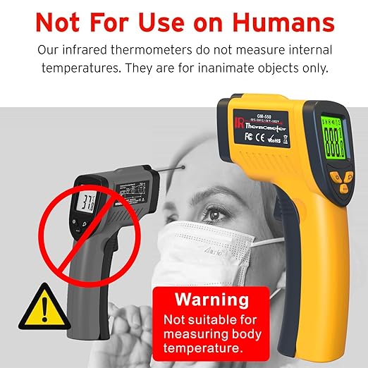 DEASOMIYE Infrared Laser Thermometer, Digital Infrared Laser Thermometer Gun with Adjustable Emissivity, IR Thermometer Temperature Gun for Cooking, Pizza Oven & Engine, -58℉~1022℉(-50℃~550℃)