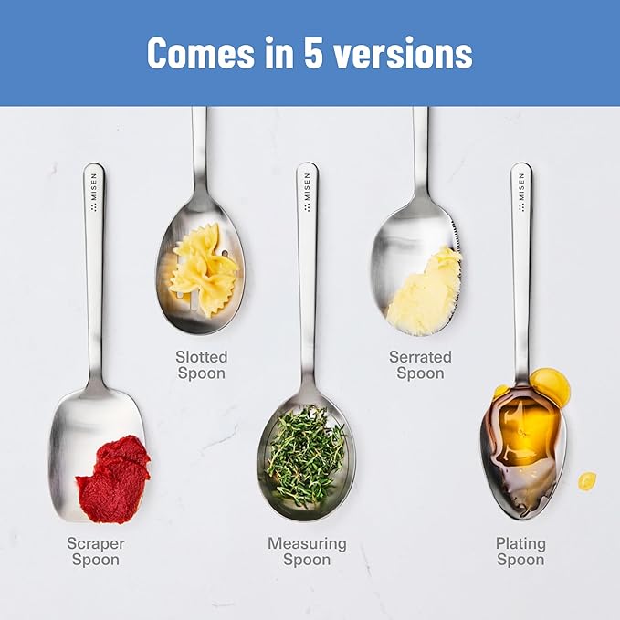 Misen Plating Chef Spoon – Stainless Steel Precision Cooking and Serving Spoon with Tapered Tip for Saucing Basting Drizzling Stirring Scooping and Restaurant Quality Plating at Home