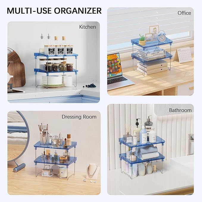 STARLATTA Acrylic Cabinet Organizer Shelf,4 Pcs Stackable Kitchen Counter Shelves,Spice Rack,Countertop Organizers,Clear Plastic Storage Organization for Makeup, Bathroom,Cupboard,Desk,Pantry - Image 6
