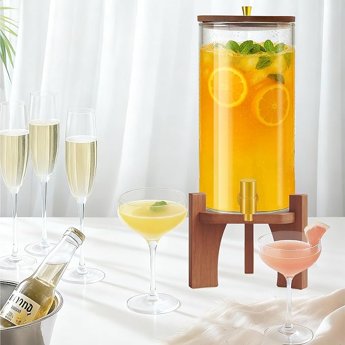 Glass Drink Dispenser,1.5 Gallon Beverage Dispenser with Stand,Lemonade Dispenser with Stainless Steel Faucet,Drink Dispensers for Parties, Bars and Home (Round Stand) - Image 7