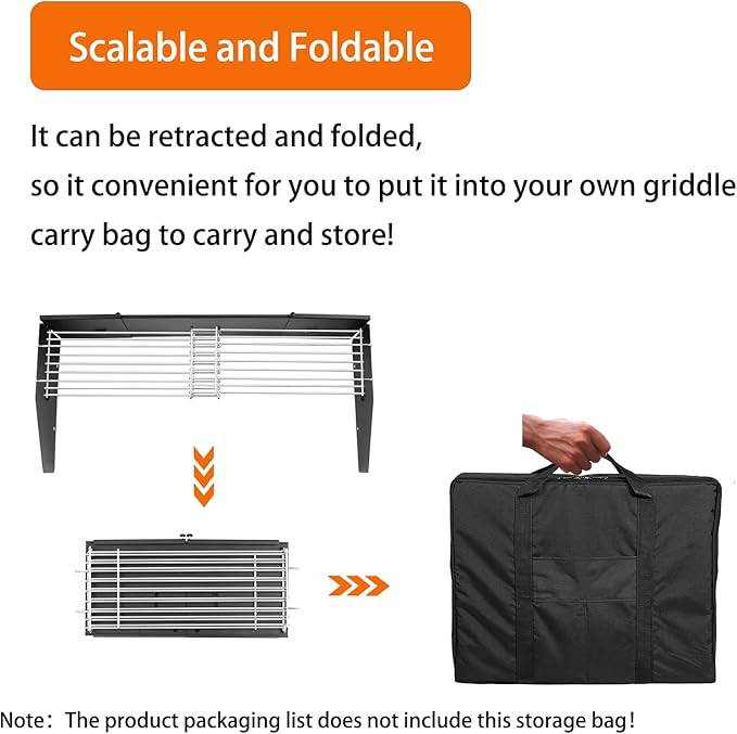 Universal Wind Guard and Warming Rack Fit for Griddle Without a Hood from 16" to 28", Wind Screen and Cooking Grid BBQ Griddle Accessories for Blackstone and Other Griddle with Front Grease