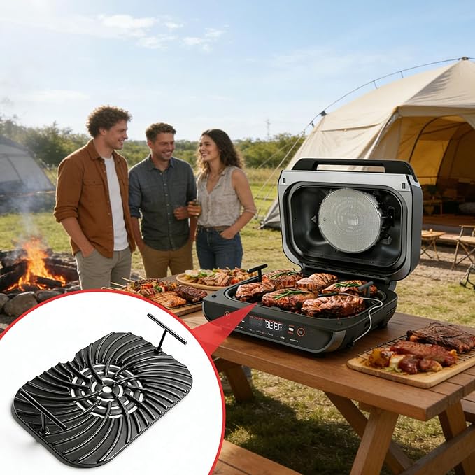 Grill Grate for Ninja Foodi FG551 Grill Accessories, Cast Iron Griddle Plate Replacement Parts for Ninja Foodi Smart XL 6-in-1 Grill, Non-Stick, 13.36"x9.1"