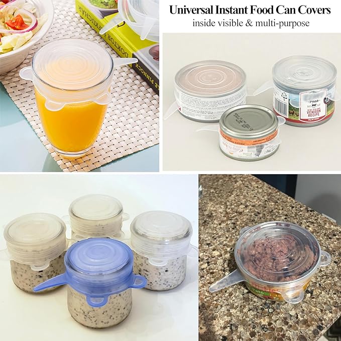 Silicone Can Lids (10 Pack, All 2.6'' Diameter), Reusable Silicone Stretch Lids for Pet Food Cans, BPA-free Seal Can Covers for Yogurt Jars Soda Regular Mason Jars Canned Pet Foods