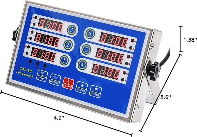 Kitchen Timers for Cooking – 6 Channel Commercial Kitchen Timer Restaurant Kitchen Supplies – Stainless Steel LED Technology Kitchen Timer Digital – Reminder Function, Loud Alarm, Blue - Image 7