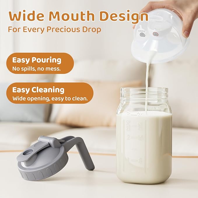 OneDream 2PACK Breast Milk Pitcher 32oz Glass Pitcher with Lid, Leakproof Drip-Free Spout, Breastmilk Storage Pitcher for Fridge - Image 7