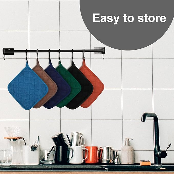 Joyhalo 6 Pack Pot Holders for Kitchen,Cotton Oven Holder with Great Heat Resistance,Non Slip Hot Pads for Kitchen Clearance,Spice - Image 6