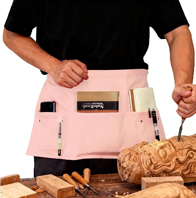 TiwerlfeServer Waist Aprons with 5 Pockets - 11.5 Inch Waterdrop & Oil Resistant Waitress Waiter Half Apron