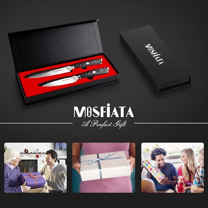 MOSFiATA 5” Chef Knife and 3.5" Fruit Knife Set with Knife Sheath, German High Carbon Stainless Steel EN.4116 with Micarta Handle and Gift Box for Vegetable and Fruit Cutting - Image 8