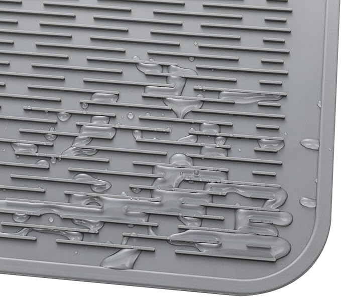 MicoYang Silicone Dish Drying Mat for Multiple Usage,Easy clean,Eco-friendly,Heat-resistant Silicone Mat for Kitchen Counter or Sink,Refrigerator or Drawer Liner Grey 3XL 28 inches x 18 inches - Image 9