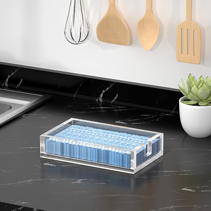 HIIMIEI Acrylic Napkin Holder for Bathroom, Acrylic Guest Towel Holder, Bathroom Napkins Guest Disposable Holder, Hand Towel Tray for Kitchen, Parties, Weddings, Party, Hotel, Restaurant(Clear) - Image 7