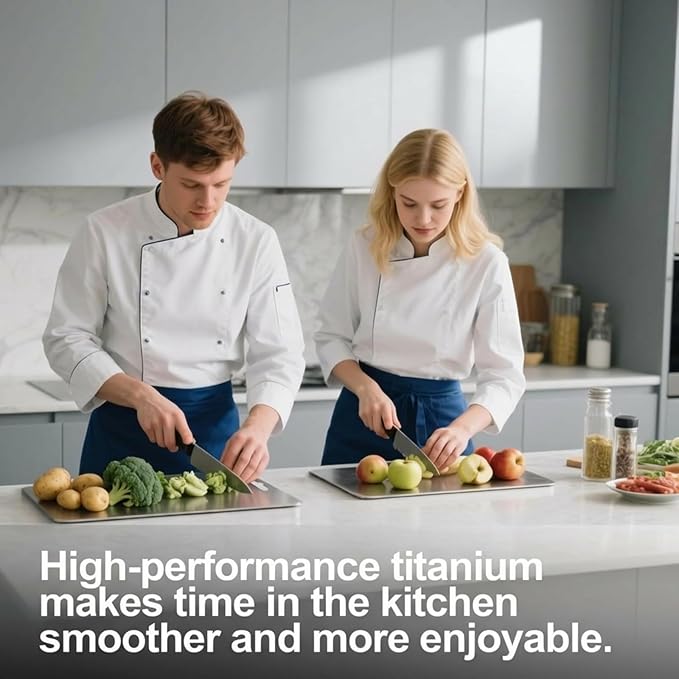 Titanium Cutting Board - 2026 New 100% Pure Titanium Cutting Boards, Food-Grade,Non-Slip Surface, Dishwasher Safe, Elegant Serving Tray, for Charcuterie, Meat, Vegetables, Easy Clean, 9.5"x5.9" - Image 7