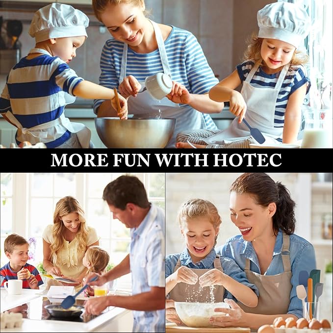 HOTEC Heat Resistant 600℉ BPA-Free Silicone Rubber Spatula Set for Baking, Cooking, and Mixing Non Stick Dishwasher Safe, Neutral Set of 5 - Image 7
