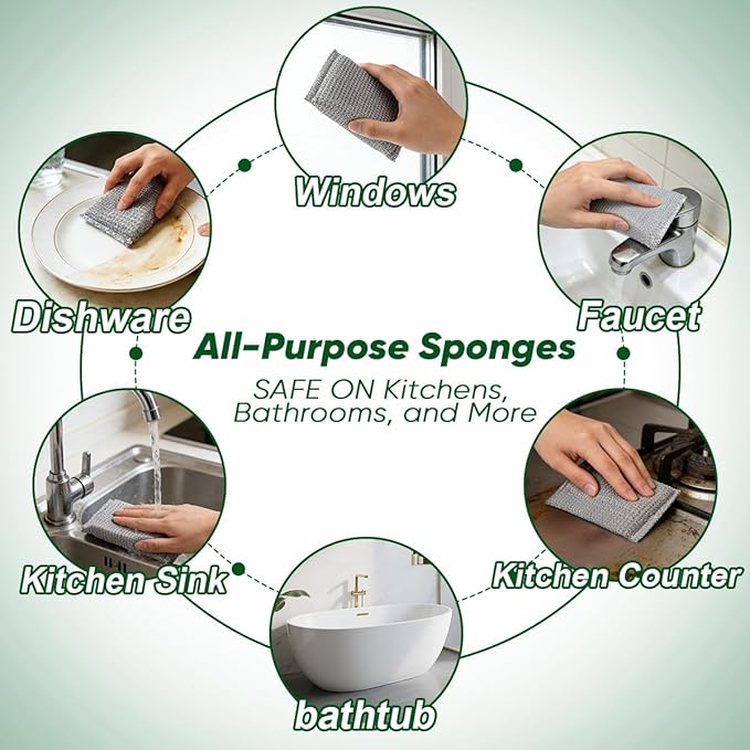 HOMEXCEL All-Purpose Sponge Pads 12PK, Non-Scratch Dish Sponges Safe for Non-Stick Cookware, Pots & Pans, Ideal Cleaning Dish Scrubber Pads for Kitchen, Bathroom and Household - Image 7