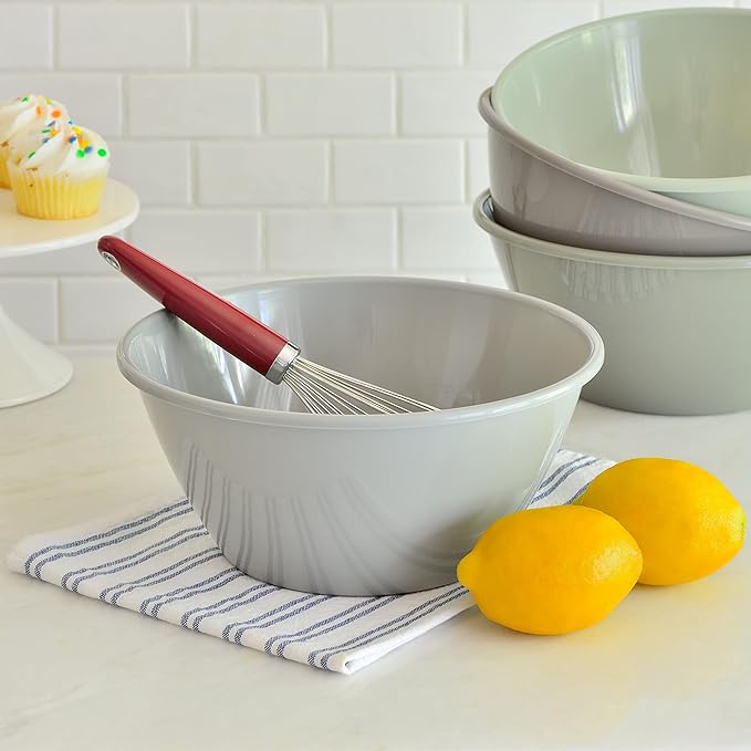 Youngever 11 inch 120 Ounce Plastic Mixing and Serving Bowls, Large Popcorn Bowls, Salad Bowls, Chip and Dip Serving Bowls, Set of 9 (Urban)