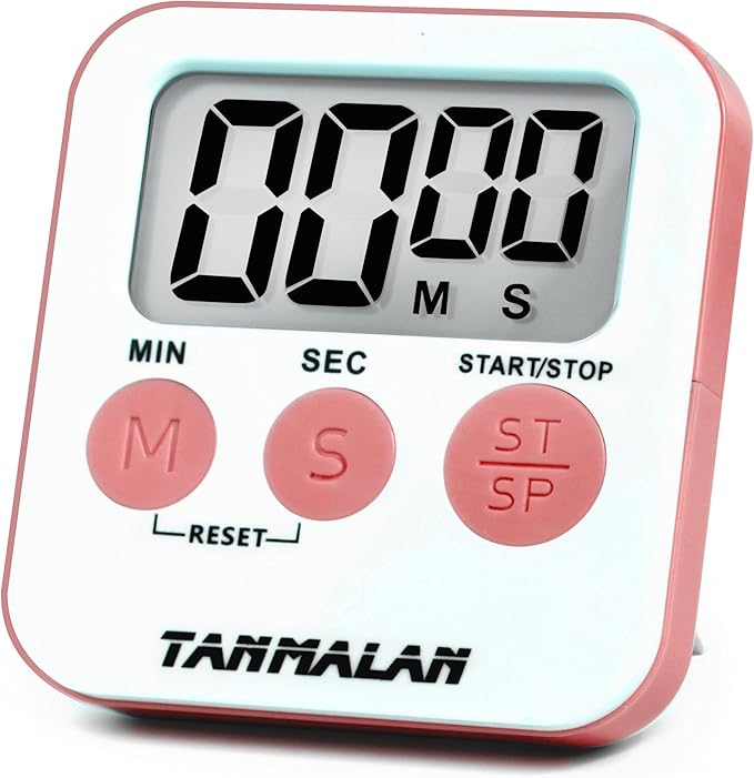 Tanmalan Kitchen Timer for Cooking Loud Alarm, Large Display, Auto Memory Loud Alarm, Large Display,Big Button,for Kids for Teacher Classroom Must Haves,Count Down-up,Easy to use (Pink) by Tanmalan