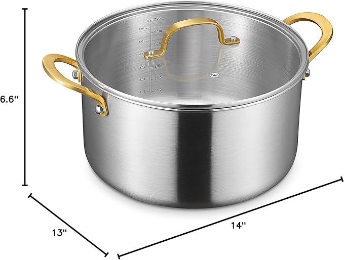BEZIA 12 Quart 3-Ply Stainless Steel Stockpot, Soup Pot with Lid in Fully Clad Tri-Ply Stainless Steel, Even Heat Distribution, Cooking Pot with Handles, All Cooktops Compatible, Perfect for Stew - Image 8