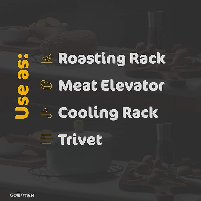 Black, Oval Oven Roasting Rack with Integrated Feet | Ideal for Cooking, Baking, Roasting, Cooling and Grilling | Non-Stick Coating, PTFE Free | Oven and Dishwasher Safe Rack (6 x 9")
