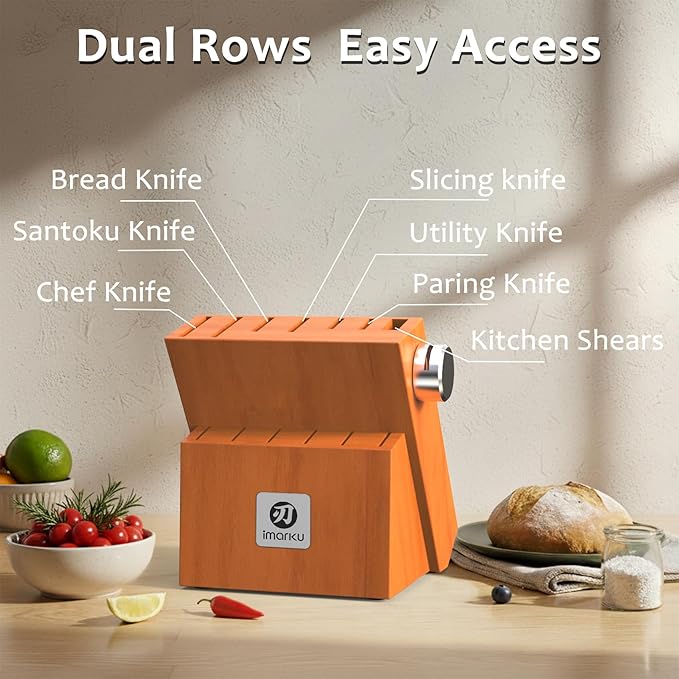 imarku Knife Set, 14 Piece Premium Japanese High-Carbon Stainless Steel Knife Block Set, Ultra-Sharp Kitchen Knife Set with Sharpener, Ideal Home Cooking Gift for Mom - Image 8