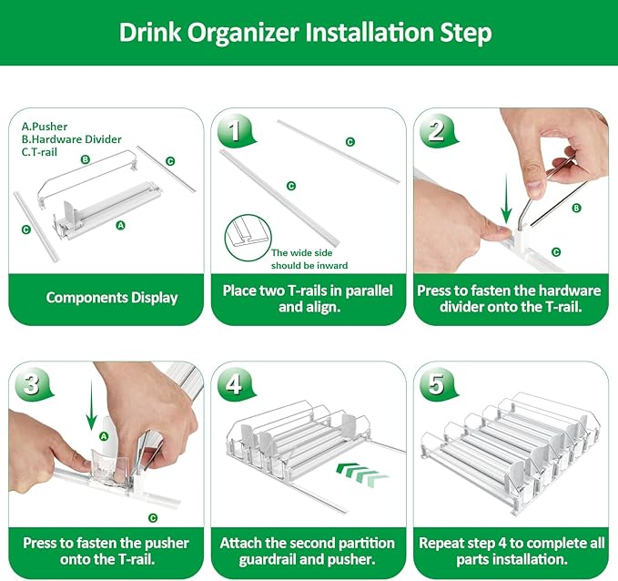 Drink Organizer for Fridge-White Automatic Pusher Glide,12oz 16oz 20oz-Soda Dispenser for Fridge-Holds up to 30 Cans - Image 7
