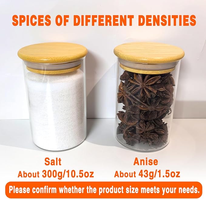 GPOVVIMX 12 Pcs Glass Spice Jars with Bamboo Airtight Lids and 191 Labels - 8.5oz Small Food Storage Containers for Kitchen, Seasoning, Coffee, Herb - Spoon and Marker Included - Image 7