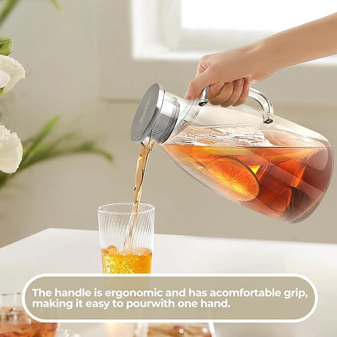 SUSTEAS 3 Liter 101 oz Glass Pitcher with Lid and Nozzle, Cold/Hot Water Glass Water Bottle, Ice Tea Water Jar for Refrigerator, Large Water Jar for Juice, Milk, Coffee or Homemade Drinks,Vase - Image 7