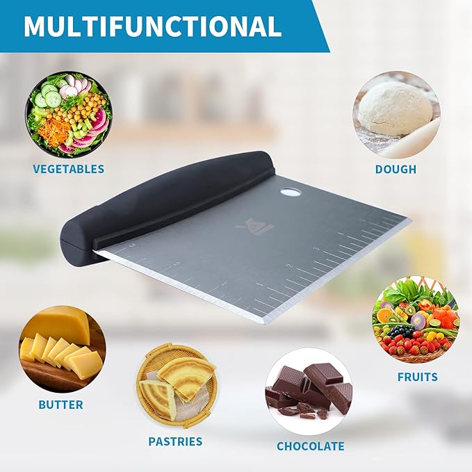 MSY BIGSUNNY Dough Scraper Baking Pastry Cutter Good Grip Pastry Scraper Chopper Stainless Steel Dough Cutter - Image 5