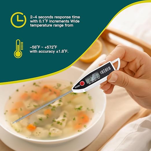 Copkim 3 Pcs Instant Read Meat Thermometer with Long Probe 9.65 Inch Kitchen Cooking Food Candy Waterproof Digital Thermometer for BBQ Water Milk Yogurt Liquid (Pointed,Black,White,Red) - Image 6