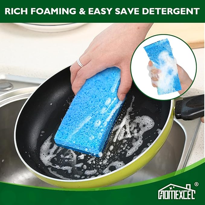 HOMEXCEL Extra Large Dish Sponge for Cleaning, Safe on Non-Stick Cookware, XL Non-Scratch Sponges Kitchen 6 Count, Dual Sided Scrub Sponges for Kitchen, Household, Bathroom and More - Image 7