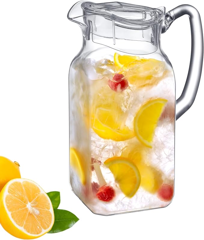 Amazing Abby - Quadly - Plastic Pitcher (64 oz, 2 Quart), Clear Water Pitcher with Lid, Fridge Jug, BPA-Free, Shatter-Proof, Great for Iced Tea, Sangria, Lemonade, Juice, Milk, and More - Image 8