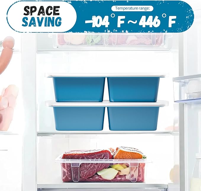 GORCI Silicone Freezer Tray With Lid, 4 Large 2 Cup Soup Freezer Molds, Soup Freezer Container for Meal Prepping, Large Ice Cube Tray, Perfect for Storing Leftovers, Sauces, Lasagna, 2-Pack - Image 9