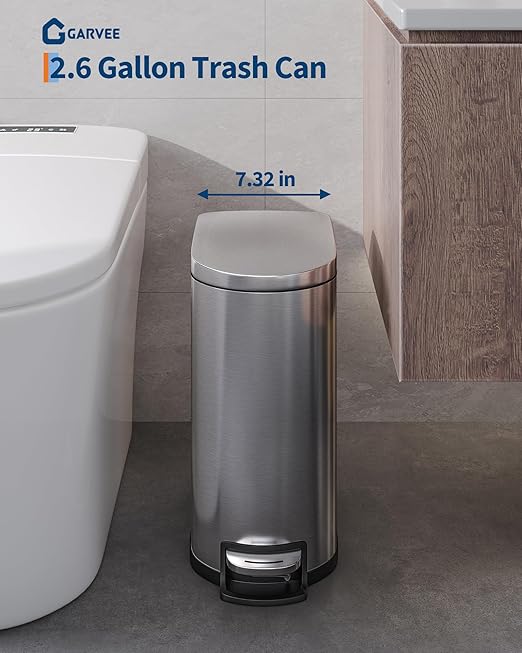GarveeHome 13 Gal & 2.6 Gal Trash Can Combo Set, Kitchen Trash Can and Bathroom Trash Bin with Lid, Step-On Rustproof Garbage Bin with Inner Bucket, Black - Image 9