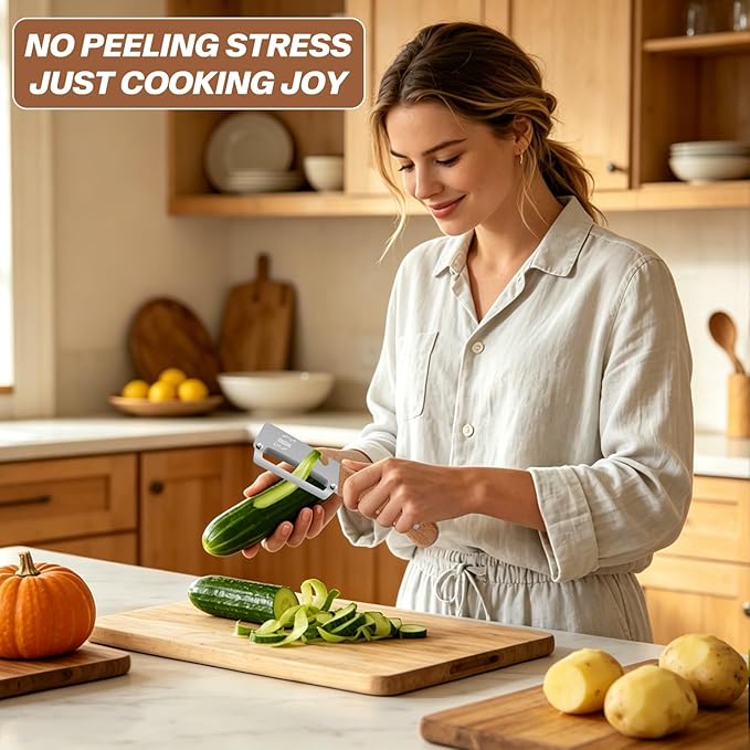 Multi-Functional Vegetable Peeler – Comfortable Wooden Handle with Sharp Stainless Steel Blade, Built-in Bottle Opener - Perfect Kitchen Peeler For Veggie, Fruit, Potato, Carrot, Apple - Image 7