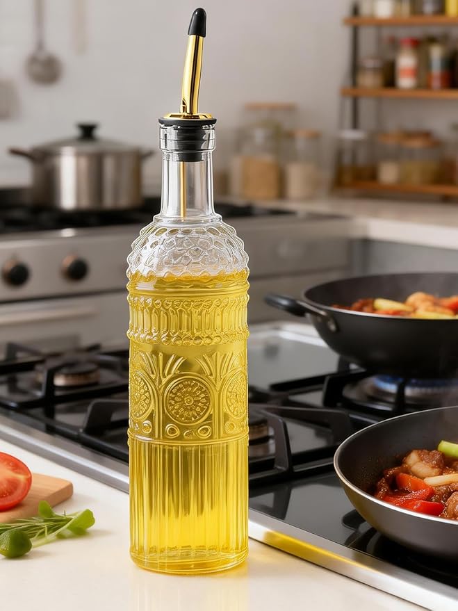 2 Pcs Olive Oil Dispenser Bottle for Kitchen,17oz Clear Glass Cooking Oil and Vinegar Dispenser Set, Coffee Syrup Dispenser with 2 Pourers and 1 Funnel (Two circles) - Image 9
